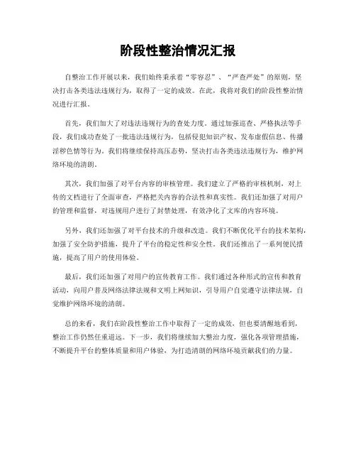 阶段性整治情况汇报