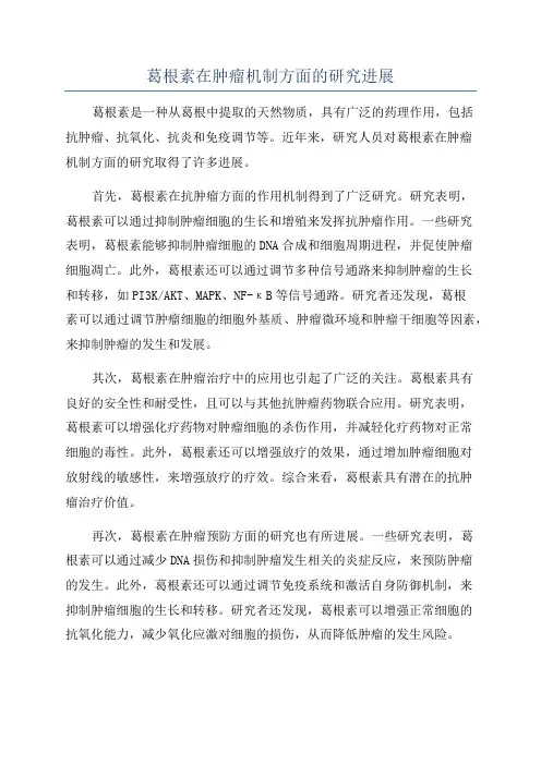 葛根素在肿瘤机制方面的研究进展