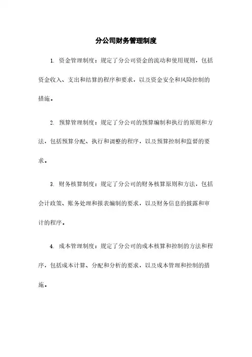 分公司财务管理制度
