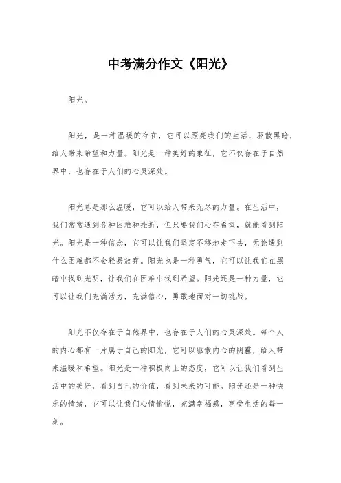中考满分作文《阳光》