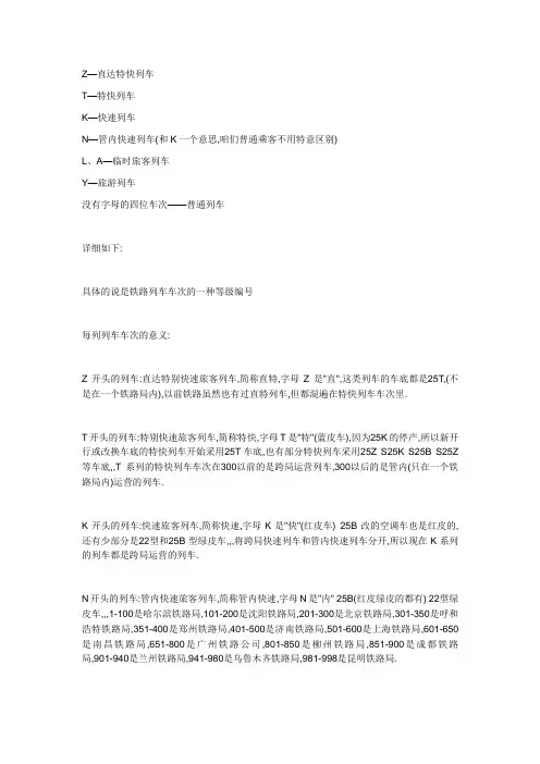 火车开头字母