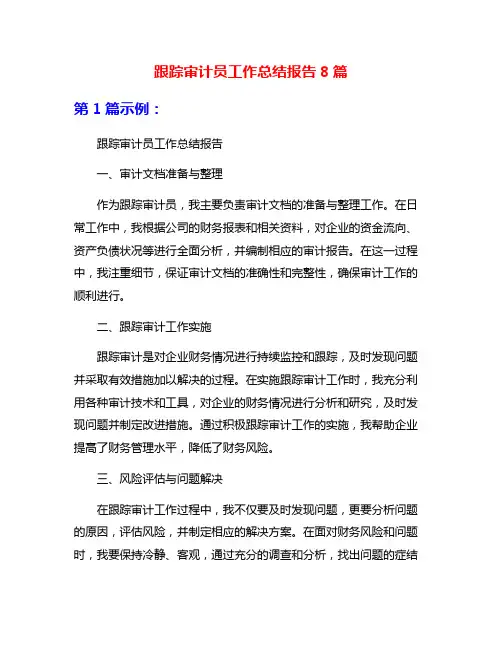 跟踪审计员工作总结报告8篇