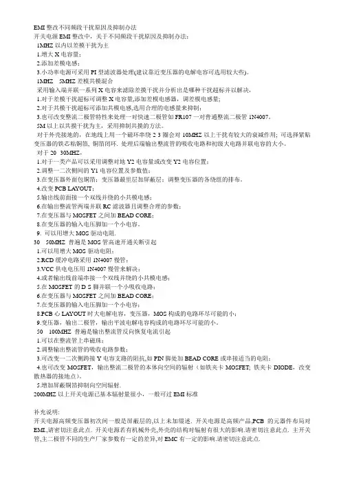 EMI整改不同频段干扰原因及抑制办法
