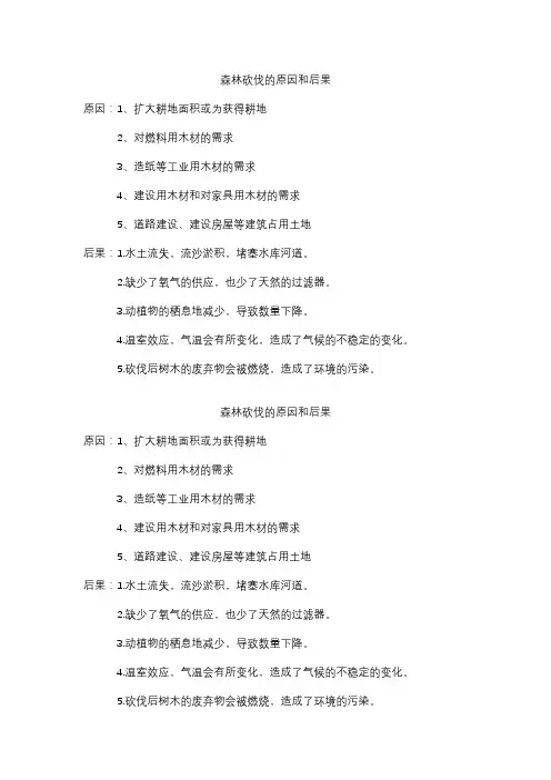 森林砍伐的原因和后果