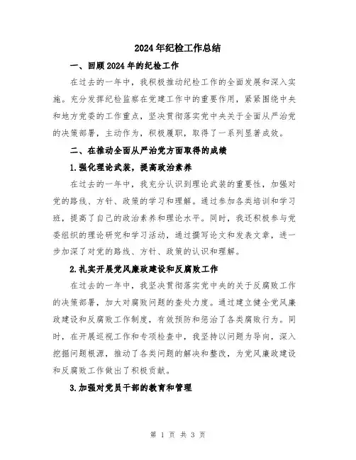2024年纪检工作总结