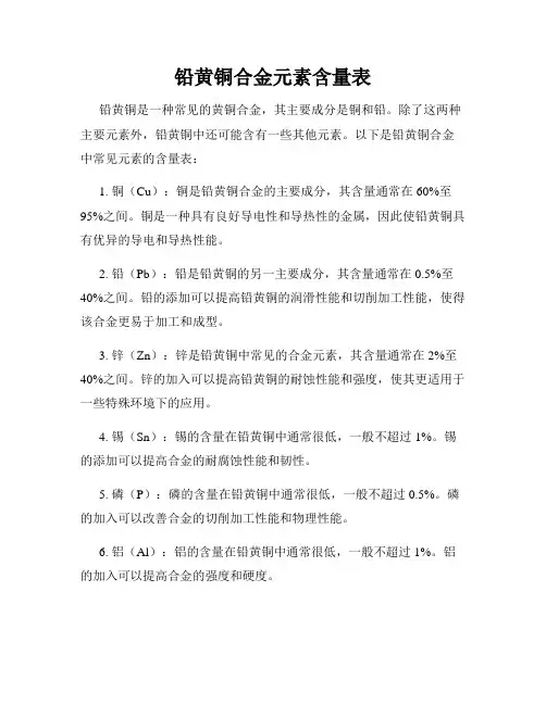 铅黄铜合金元素含量表