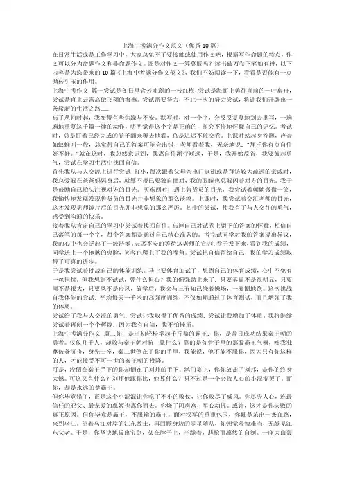 2023最新-上海中考满分作文范文(优秀10篇)