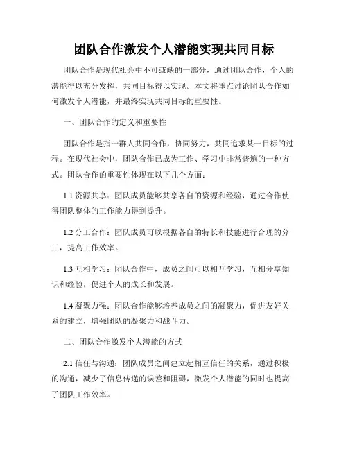 团队合作激发个人潜能实现共同目标