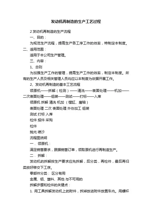 发动机再制造的生产工艺过程