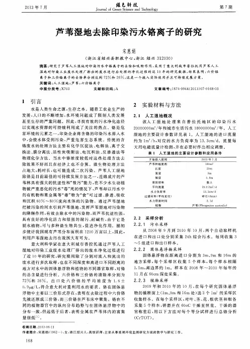 芦苇湿地去除印染污水铬离子的研究