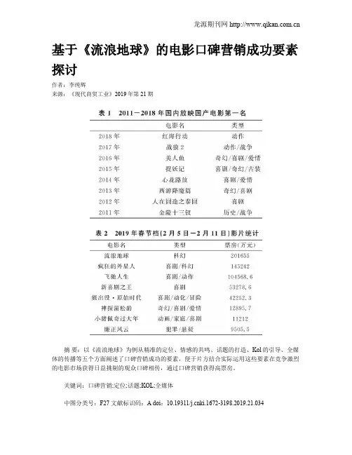 基于《流浪地球》的电影口碑营销成功要素探讨