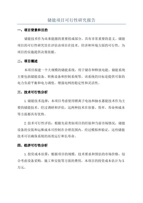 储能项目可行性研究报告