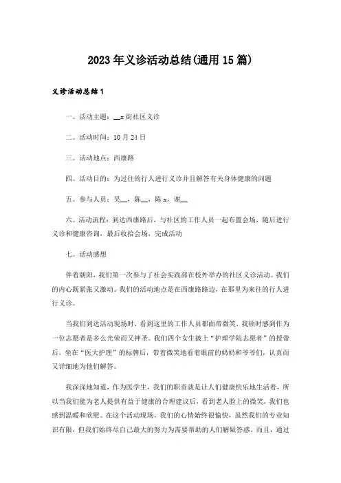 2023年义诊活动总结(通用15篇)_3