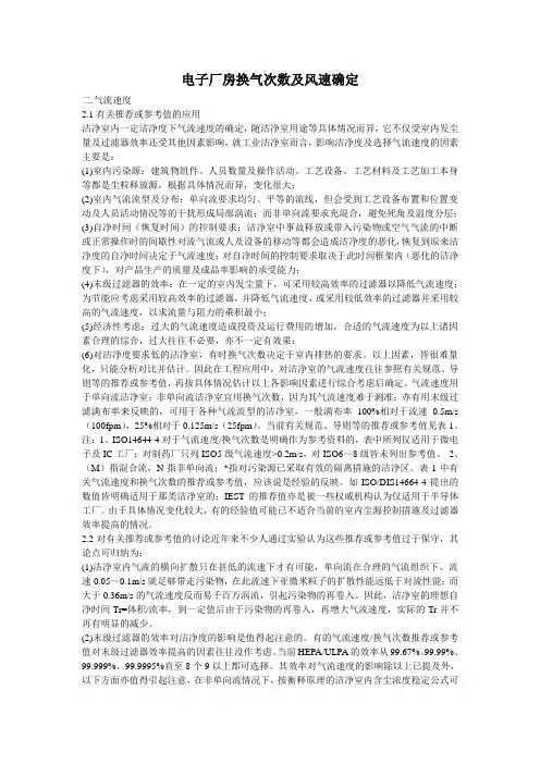 电子厂房换气次数及风速确定