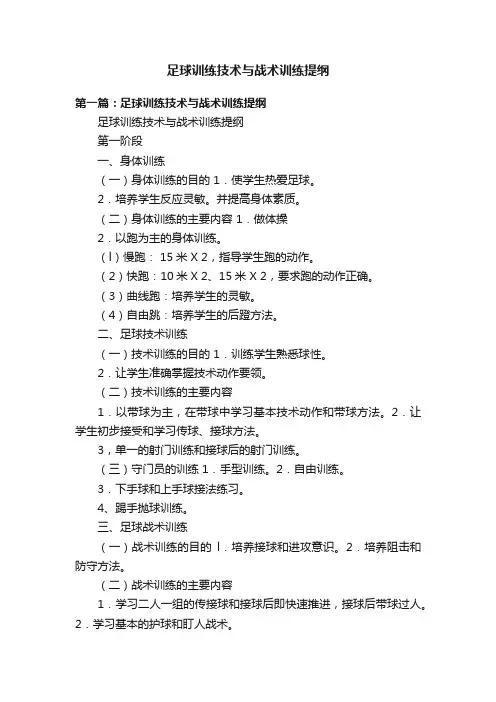 足球训练技术与战术训练提纲
