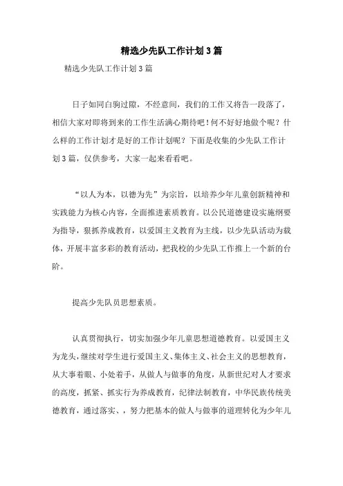 2021年精选少先队工作计划3篇