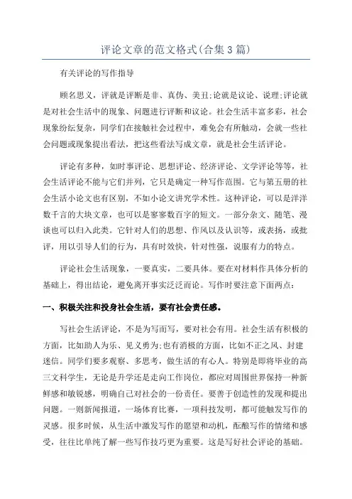 评论文章的范文格式(合集3篇)