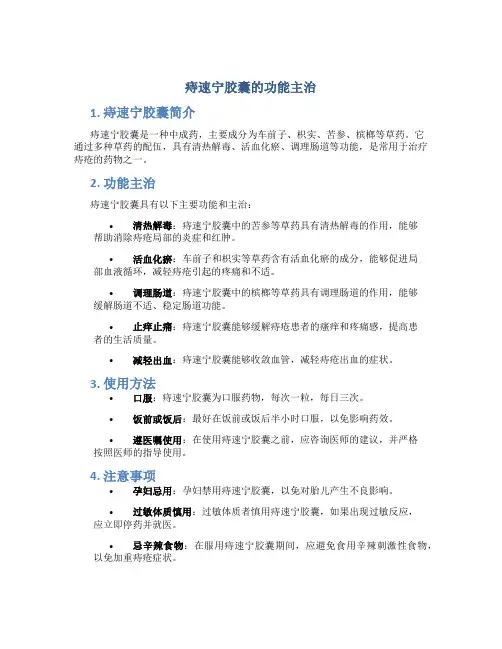 痔速宁胶囊的功能主治