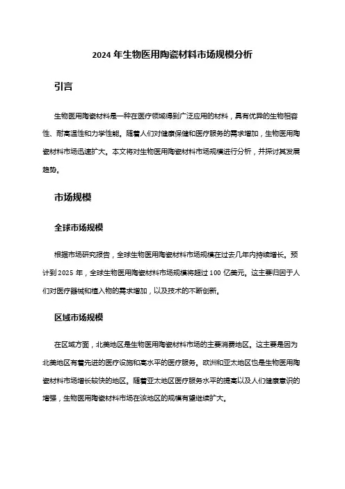 2024年生物医用陶瓷材料市场规模分析