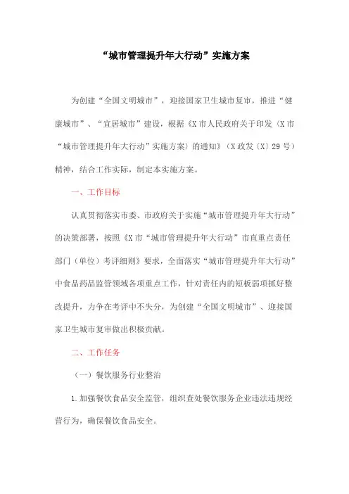 “城市管理提升年大行动”实施方案
