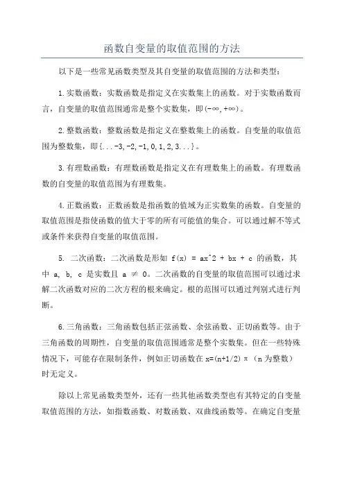 函数自变量的取值范围的方法