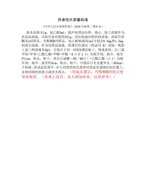 丹参饮片质量标准