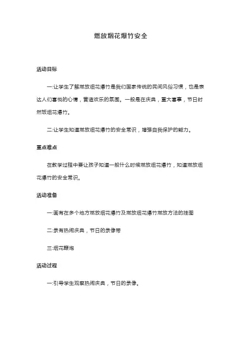 小学安全教育人教四年级上册安全生活燃放烟花爆竹安全