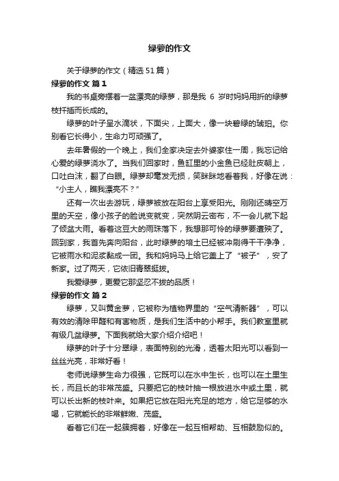 关于绿萝的作文（精选51篇）