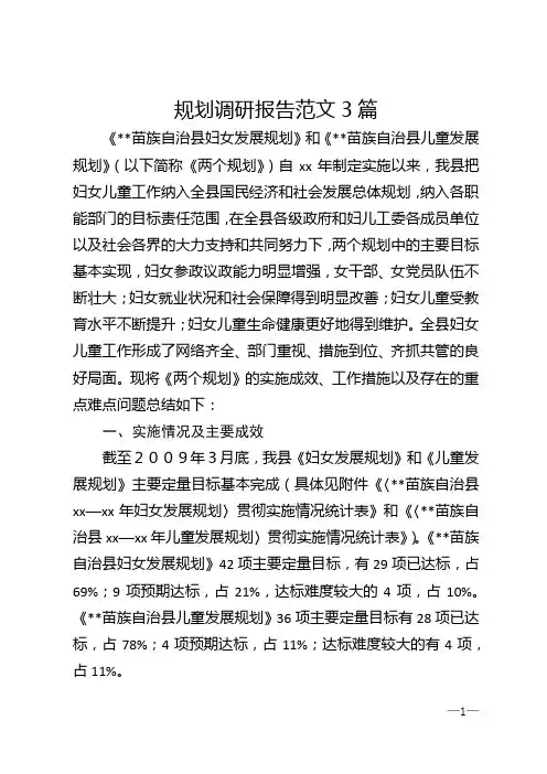 规划调研报告范文3篇