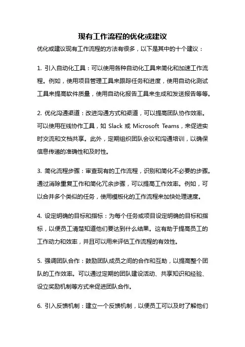 现有工作流程的优化或建议
