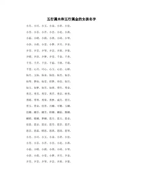 五行属木和五行属金的女孩名字
