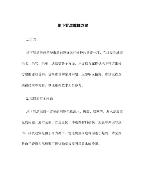 地下管道维修方案