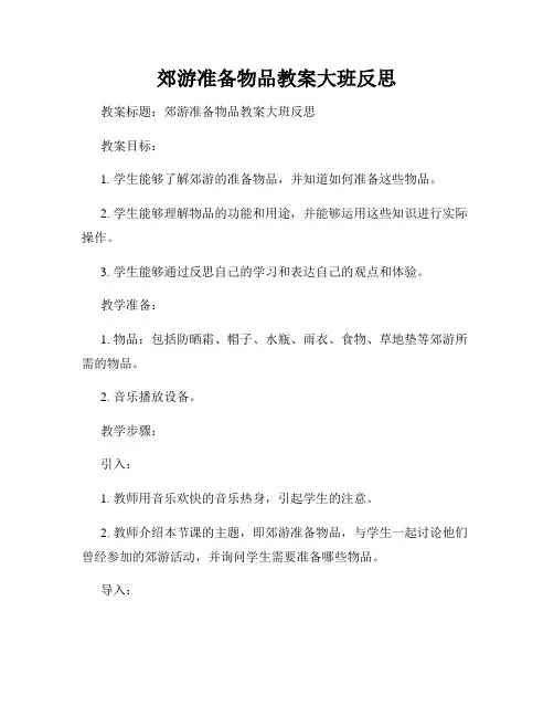 郊游准备物品教案大班反思