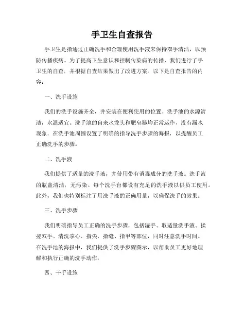 手卫生自查报告