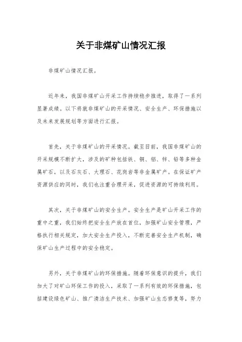 关于非煤矿山情况汇报