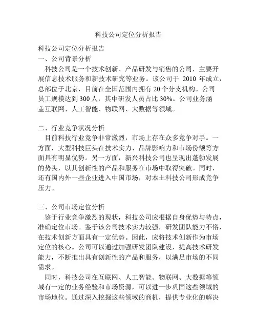 科技公司定位分析报告