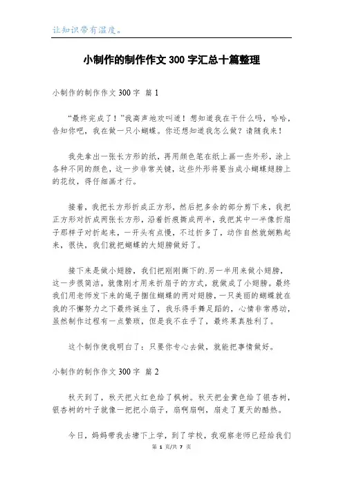 小制作的制作作文300字汇总十篇整理
