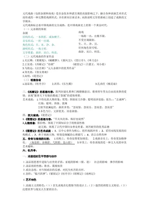 中国古代文学复习资料
