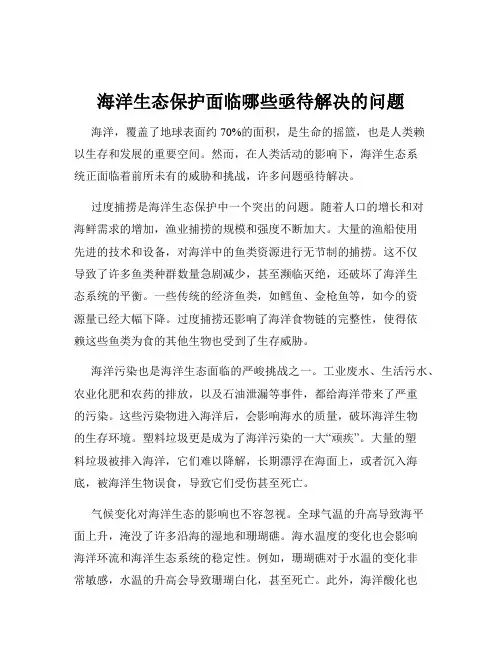 海洋生态保护面临哪些亟待解决的问题
