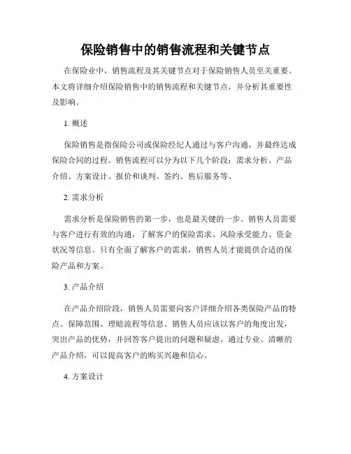 保险销售中的销售流程和关键节点