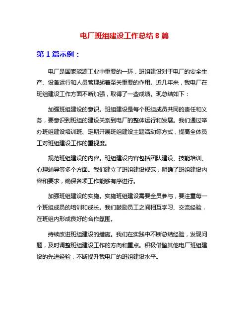 电厂班组建设工作总结8篇