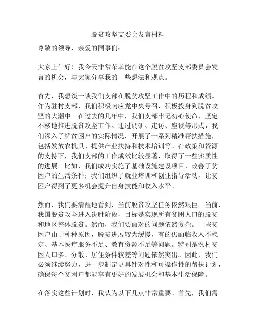 脱贫攻坚支委会发言材料