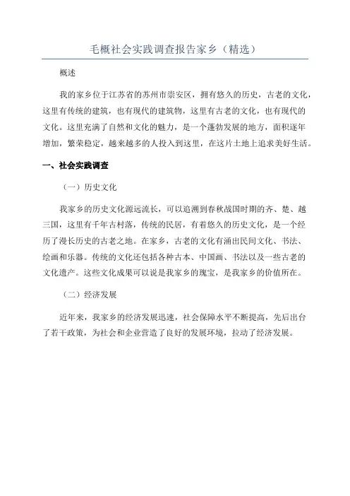 毛概社会实践调查报告家乡(精选)