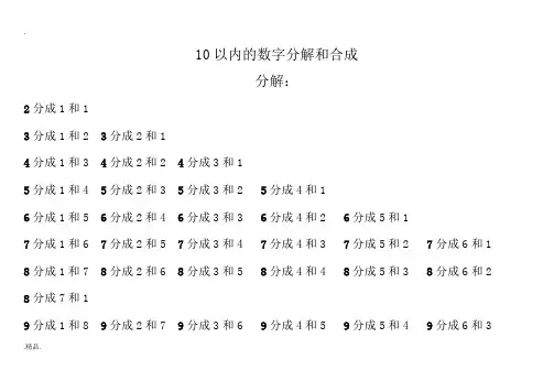 10以内的数字分解和合成