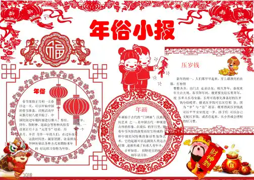word小报模板：春节剪纸中国风年俗福喜庆小报手抄报