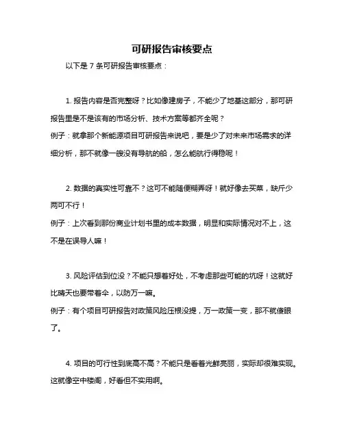 可研报告审核要点