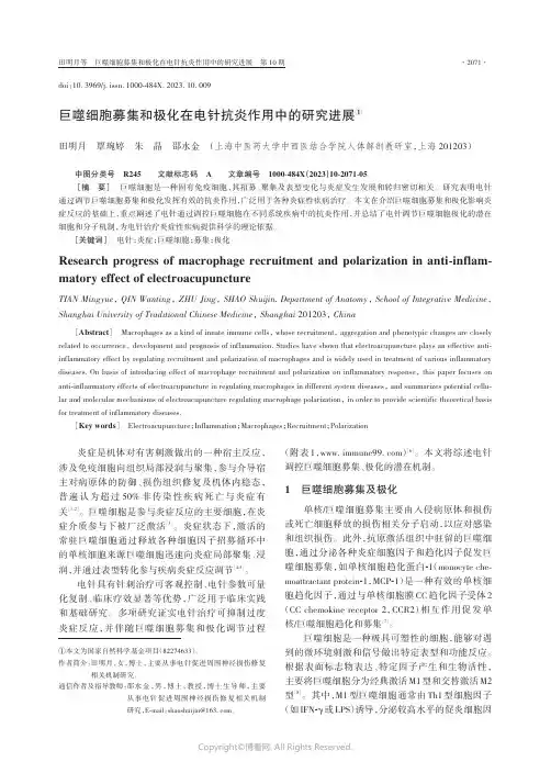 巨噬细胞募集和极化在电针抗炎作用中的研究进展