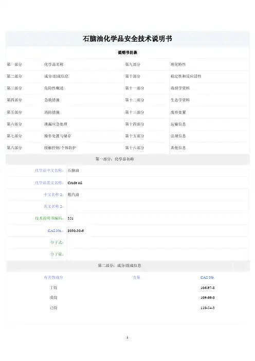 石脑油资料MSDS