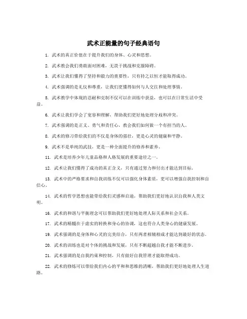 武术正能量的句子经典语句