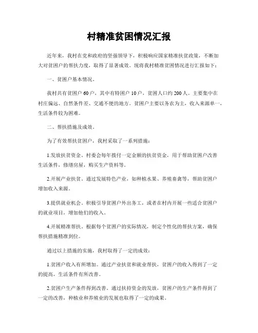 村精准贫困情况汇报